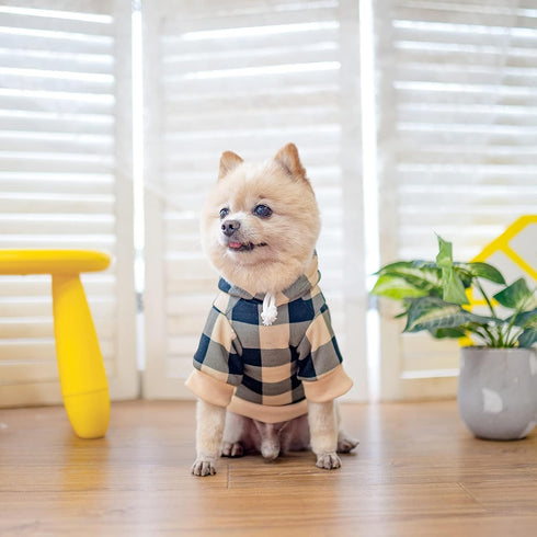KOOLTAIL Plaid Dog Hoodie Pet Clothes Sweater with Hat and Pocket for Small Medium Large Size Dogs, Soft Winter Warm Dog Cold Weather Coat, Fleece...