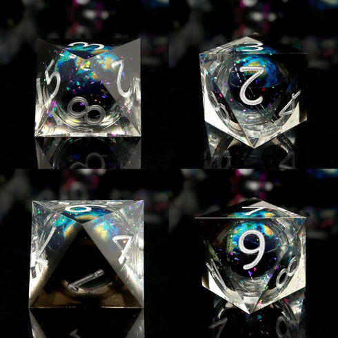 Haxtec DND Dice Set Liquid Core Sharp Edge Resin Dice, Planet D and D Dice, Polyhedral D&D Dice Set for Dungeons and Dragons TTRPGs DND Gift Rolep...