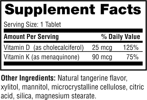 Twinlab Vitamin D3 1000 + K2 Dots - Bone & Heart Health - Immune Support - 25 mcg, 60 Tablets (1000 IU)...