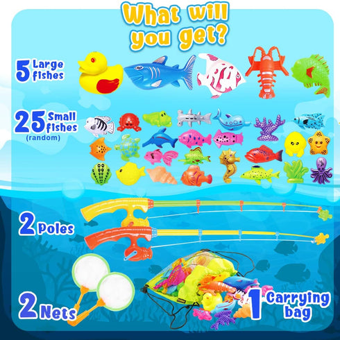 Goody King Magnetic Fishing Game Pool Toys for Kids - Outdoor Indoor Carnival Party Water Bath Toy for Toddlers 1-3 4 5 6 Years Old 2 Players Gift...