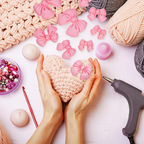 8Pcs Pink Bows Shoe Charms, DIY Bowknot Sandals Decorations, Pink Sandals Charms, Fashion Charms for Shoe, Easy to Install for Women Girl Party (R...