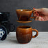 Asayu Japan Ceramic Coffee Pour Over Maker Set in Caramel, Slow Brewing Paper Filter Holder and Dripper with 3 Holes for Coffee and Tea - Coffee D...