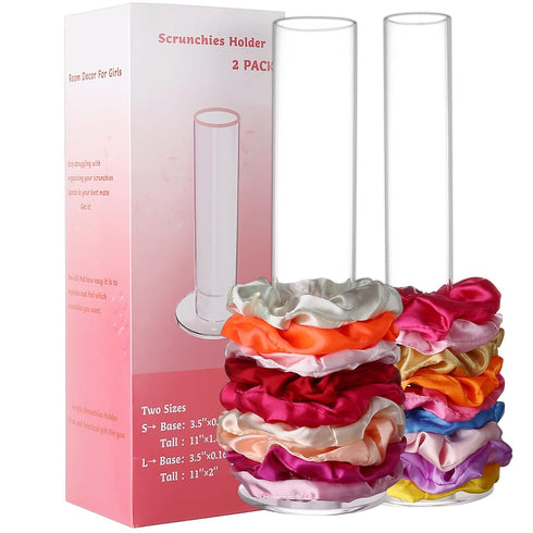 2 Pack Hair Scrunchies Organizer - 11 Inch Holder Stand, Ties Organizer, Accessories for Girls Room, Jewelry Tower...