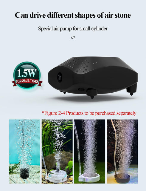 UPETTOOLS Aquarium Air Pump for Fish Tank, Ultra Quiet Fish Tank Air Pump Fish Oxygen Pump Aquarium Bubbler Kit with Air Tubing, Bubble Stone and ...