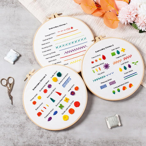 Yixhua 3 Sets Practice Embroidery Kit for Beginners,Cross Stitch Kit Adult with Pattern Starter Hand Embroidery with Instructions Arts and Crafts ...