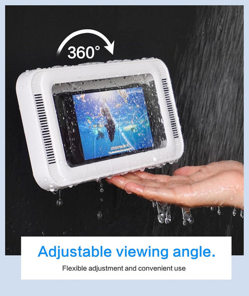 Waterproof Shower Phone Holder with 480° Rotation and Angle Adjustable, Enhanced Sound Quality, Fits Phones up to 7 Inches?White?......