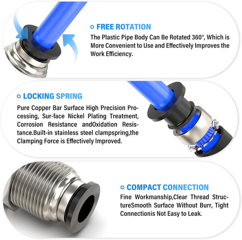 TAILONZ PNEUMATIC 4MM OD Straight Through Baffle Quick Insertion Trachea Connector PM-4?Pack of 10?...