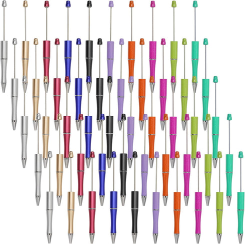 50Pcs Beadable Pens Plastic Bead Pen Black Ink Ballpoint Pens Diy Pens Cute Cool Pens for Journaling Students Teacher Bridal Graduation Gift Offic...