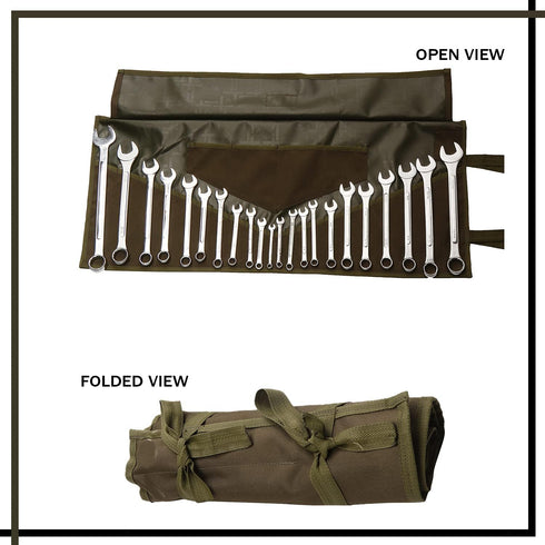 Wrench Pouch SAE & Metric Wrenches Tools Bag Organizer Roll Up Pouch 26 Pockets Hand Crafted, Heavy Weight, Water Proof Ballistic Polyester Oxford...