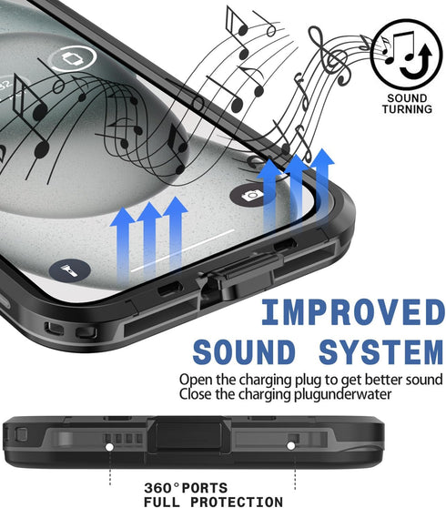 Design for iPhone 15 Plus Waterproof Case, Shockproof Dustproof Phone Case for iPhone 15 Plus with Screen Protector, Full Body Protective Case for...