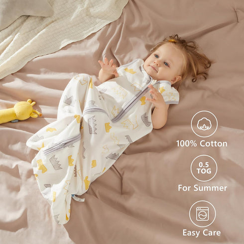 TILLYOU Sleep Sack 6-12 Months - 0.5 TOG Baby Wearable Blanket with 2-Way Zipper, Extra Soft Cotton Sleeveless Sleeping sack 2 Pack, Gray Grown...