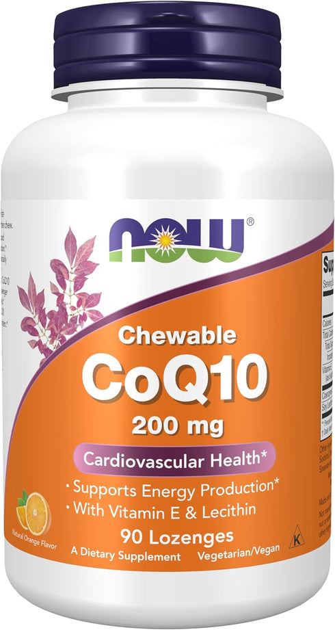 NOW Supplements, CoQ10 200 mg, Pharmaceutical Grade, All-Trans Form produced by Fermentation, 90 Lozenges...