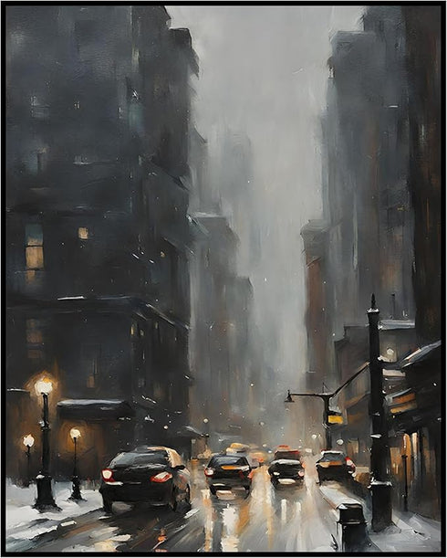 Posterizer 1 pcs-beautiful city in winter-in oil painting style -2-Landscape & Nature Art-GIft for Men Women Teens-Dining Room Decor- unframed wal...