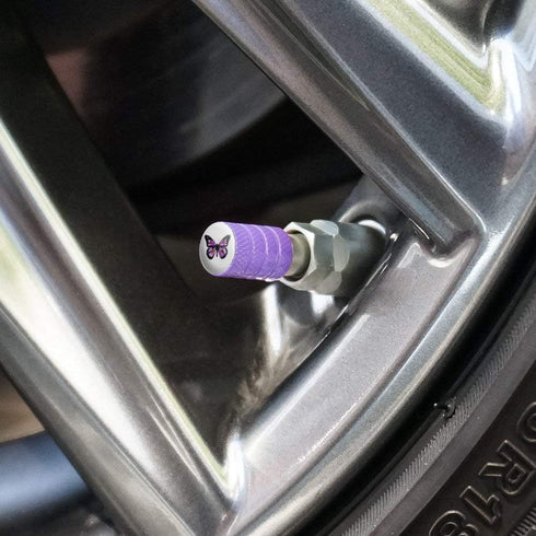 GRAPHICS & MORE Butterfly with Flowers Tire Rim Wheel Aluminum Valve Stem Caps...