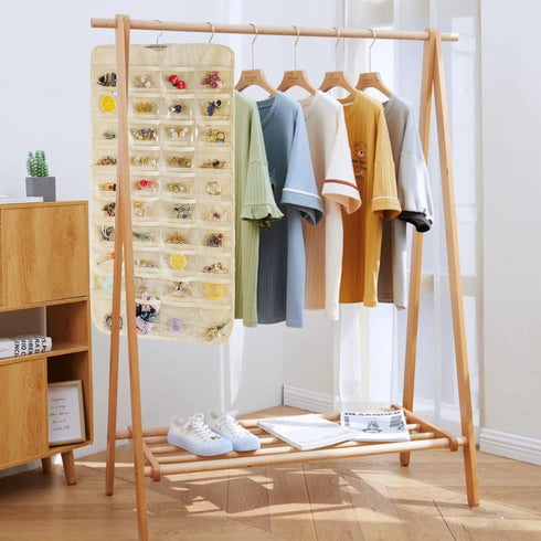 GAMERIEND Hanging Jewelry Organizer, Double Sided 80 Pocket Chain Storage Bag - Modern Beige...