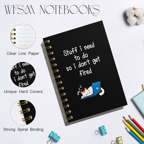 Cat Notebook, Cat Journal - Cat Gift Journal, Cat Office Supplies Spiral Notebook, Funny Notebooks for Work, Black Spiral Notebook, 5.5x8.3 Inches...