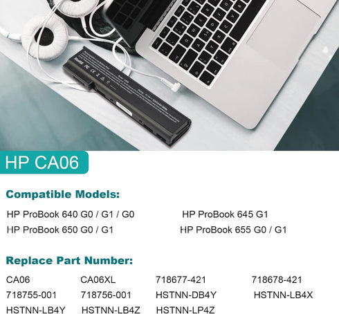 Fancy Buying New CA06 CA06XL Laptop Battery for HP ProBook 350 640 645 650 655 G0 G1 G2, fits Hp Spare 718677-141 718677-421 718678-421 718755-001...