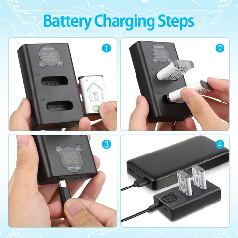 ENEGON NP-BX1 2-Pack Battery with LCD Dual USB Charger - Ideal for Sony NP-BX1 and Sony ZV-1, Cyber-Shot DSC-RX100, DSC-RX100 II/III/M4/M5/M6/M7/?...