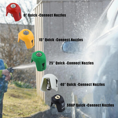 5Pcs SPX3000-TPS Quick Connect Spray Tips for Sun Joe SPX 3000 Series Pressure Washer Nozzle Set (0°, 15°, 25°, 40°, Soap)...