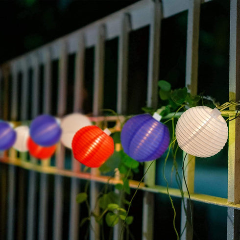 GOOTHY 8.5Ft Red White Blue Lantern String Lights, 4th of July Decor Lights with 10 Red White Blue Lanterns Connectable Patriotic Outdoor Lanterns...