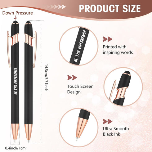 Yeaqee 24 Pcs Inspirational Ballpoint Pens Motivational Black Ink Retractable Quotes Pen with Stylus Tip Encouraging Message Pen Bulk for Women Me...