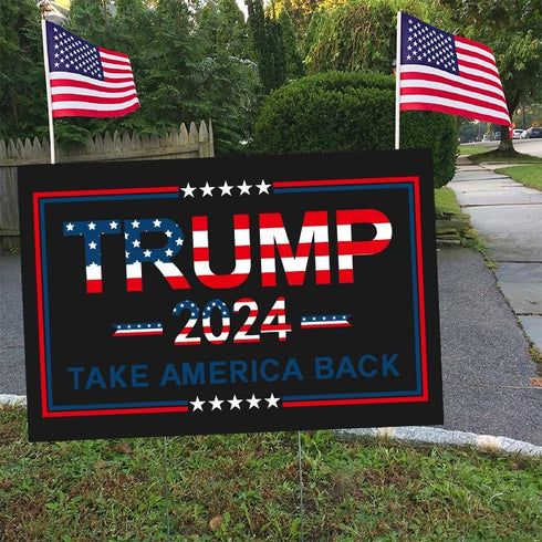 Large 24"x 16" Donald Trump 2024 Yard sign for President Election with Metal H-Stakes,MAGA Take America Back Signs, Vote for Republican, Double Si...