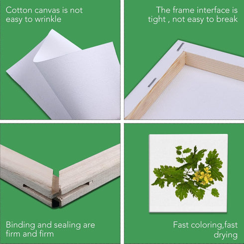 ESRICH Mini Stretched Canvas 10 Pack 5x5inch, 2/5''Profile Art Primed Canvases for Painting, Cotton Small Professional Stretched Canvas for Kids a...