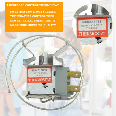 5304513033 Refrigerator Temperature Control Thermostat by Romalon Fit for Frigi-daire Replaces 297216037 5304503436 216715200 297216033