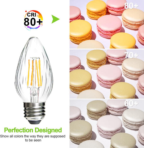 ROMANJOY F15 4W LED Light Bulbs, LED Porch Light Bulbs, E26 Medium Base, Dimmable 2700K Warm White LED Post Bulb 40w Equivalent, Outdoor Decorativ...