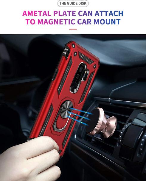 Military Grade Drop Impact for Samsung Galaxy S9 Plus Case 360 Metal Rotating Ring Kickstand Holder Magnetic Car Mount Armor Heavy Duty Protection...