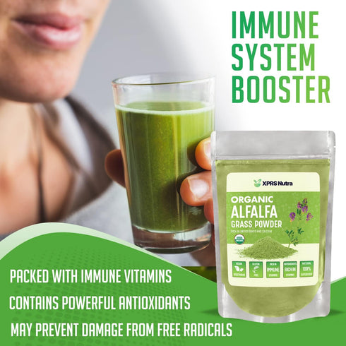 XPRS Nutra Organic Alfalfa Powder - Premium Vegan Alfalfa Supplement Rich in Calcium, Antioxidants, Vitamins - Farmer Alfalfa Supplement for Kids ...