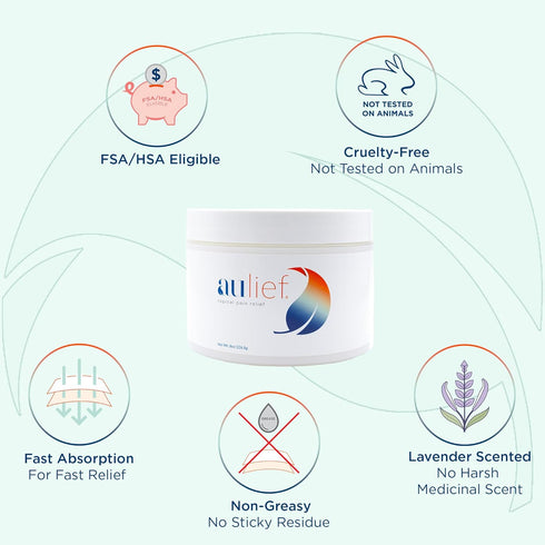 Aulief Pain Relief Cream Arthritis & Muscle Rub for Sore Muscles & Joint Pain, Neck, Knee & Back Aches, Premium Dye-Free White Topical Gel, 4 oz J...