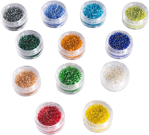 LONGWIN Multicolor 11/0 2mm Glass Seed Beads Approx 9600pcs Crystal Beads in 12 Colors Jewelry Making Supply for DIY Projects, Bracelets, Necklace...