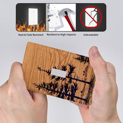 Pine Tree Wood Grain Rustic Funny Plastic Wall Plate Decorative Single Toggle Light Switch Cover For Women Girls Bedroom Kitchen Living Room...