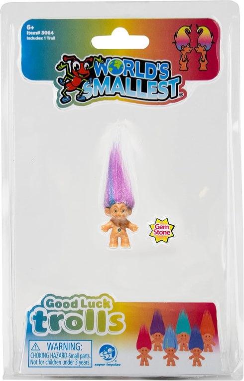 World's Smallest Good Luck Trolls. Mini 1 inch Tall Toy Action Figure with an Extra 1.5 inches of Hair! Six Adorable Good Luck Trolls to Collect! ...