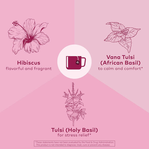 Organic India Tulsi Hibiscus Herbal Tea - Holy Basil, Stress Relieving & Gratifying, Immune Support, Adaptogen, Vegan, USDA Certified Organic, Non...