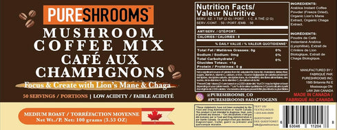 Focus & Create Adaptogenic Instant Mushroom Coffee – 50?Serve Pack with Lion’s Mane & Chaga – Brain, Focus & Immune Support (100g)...