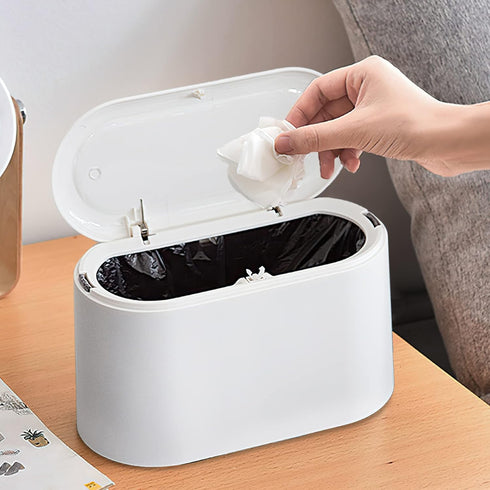 Mini Trash Can with Lid Removable Small Garbage Can, Tiny Plastic Trash Bin, Pop Up Countertop Wastebasket, Counter Garbage Lint Bin for Bathroom,...