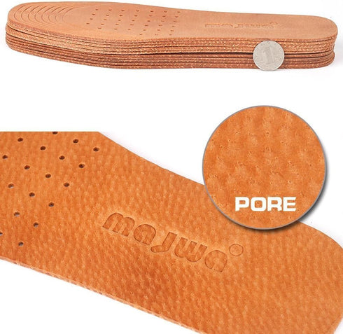 Absorbent Ultra Thin Pigskin Leather Insoles for Stinky Feet-Foot and Shoe Odor Inserts for Shoes-Cinnamon Inserts and Flats for Sweaty Feet and H...