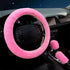 Cute Fluffy Steering Wheel Cover Set for Women, YUNXNYC 1 Set 8 Pieces Fluffy Car Accessories Set Soft Fuzz Handbrake Cover Gear Shift Cover Fur S...