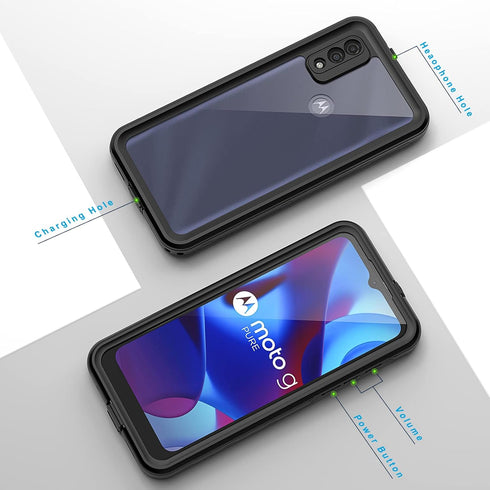 Lanhiem for Moto G Pure Case, IP68 Waterproof Dustproof with Built-in Screen Protector, Rugged Full Body Shockproof Phone Cover for Motorola G Pur...