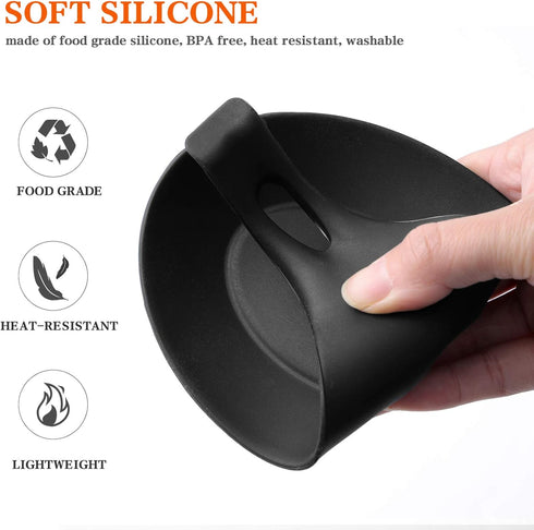 DOITOOL 2PCS Black Silicone Spoon Rests for Kitchen Counter Stove Top, Silicone Spoon Holder for Stove Top Countertop Spatula Ladle Spoon Utensil ...