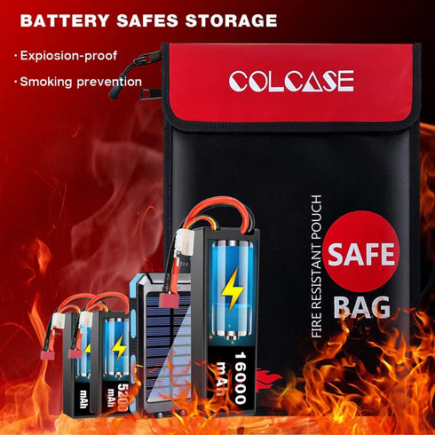 Fireproof Document Bag Upgraded 2 Pockets (2000 ?)15 x 11 Inches Silicone Coated Fireproof and Waterproof Money Bag Fireproof Safe Storage for Mon...