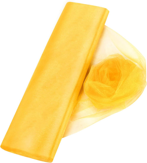 Crystal Organza Tulle Sheer Fabric Backdrop Curtains for Wedding Baby Shower Birthday Party Event Decor, 19” by 30 Yard (Gold)...