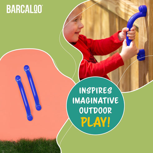 Playground Safety Handles - Outdoor Blue Grab Handle Bars, Plastic Tree House or Playhouse Accessories, Backyard Playset Equipment Replacement Saf...