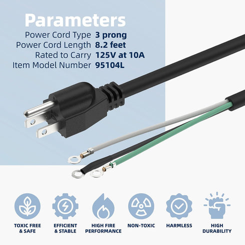 95104L Replacement Cord Compatible with SKILSAW Worm Drive Saw SPT77WM SPT78W Circular Saw Power Cord Parts,Heavy Gauge for SKIL SAW Power Tool Re...