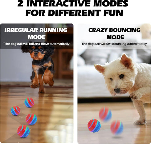 PetPrime Interactive Dog Ball Toy Active Rolling Ball for Dogs with LED Light Automatic Self Moving Bouncing Pet Ball Type-C Rechargeable Motion A...