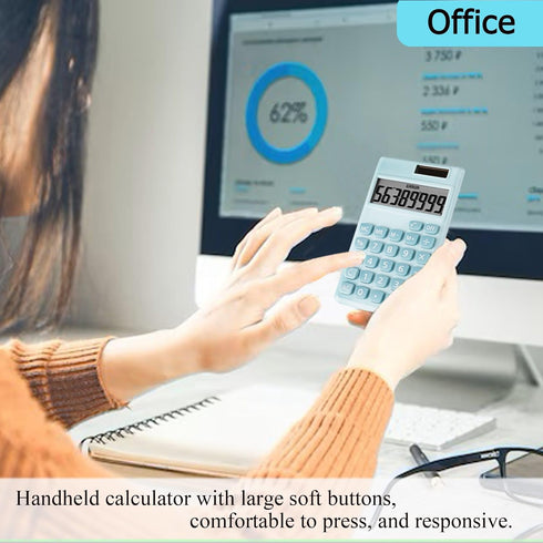 Basic Calculator, Desktop Cute Pocket Size Mini Calculators for School, Office, Home (Light Blue)...