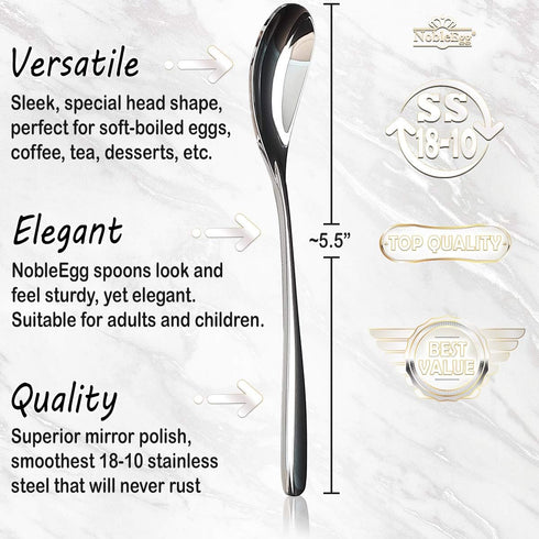 Egg Spoons for Soft Boiled Eggs | 18/10 Stainless Steel | 5.5 inches | Set of 4...