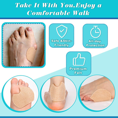SATINIOR 30 Pcs Foot Pads for Dancer Sesamoiditis Pads for Feet Large Area Corn Pads Metatarsal Pads Felt Forefoot Cushion Pads Dancers Pads for M...